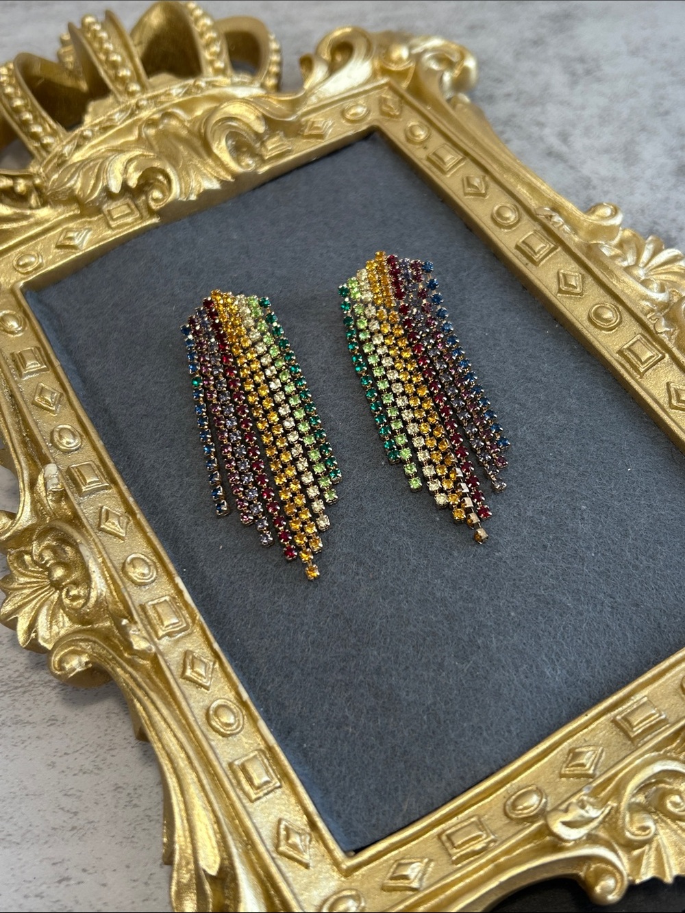 Multicolor Cascade Crystal Fringe Earrings - Women Jewelry